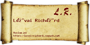 Lévai Richárd névjegykártya